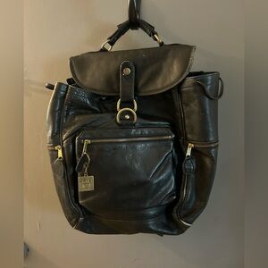 Frye genuine leather backpack with muted Gold Accents